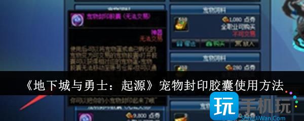 地下城与勇士起源宠物封印胶囊怎么用-宠物封印胶囊使用方法