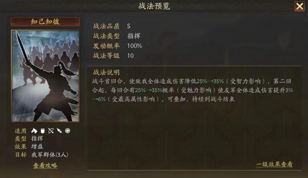 三国志战略版知己知彼适合什么队伍